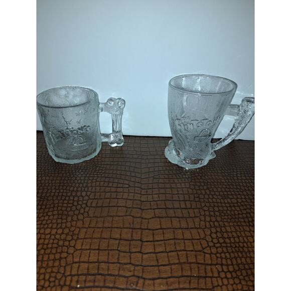 VINTAGE 1993 McDonalds Flintstones Glass Mug Cups Set of 2 - Picture 1 of 5